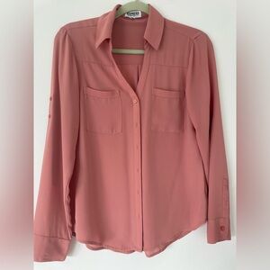 Express Portofino Slim Fit Women's Pink Blouse, size S